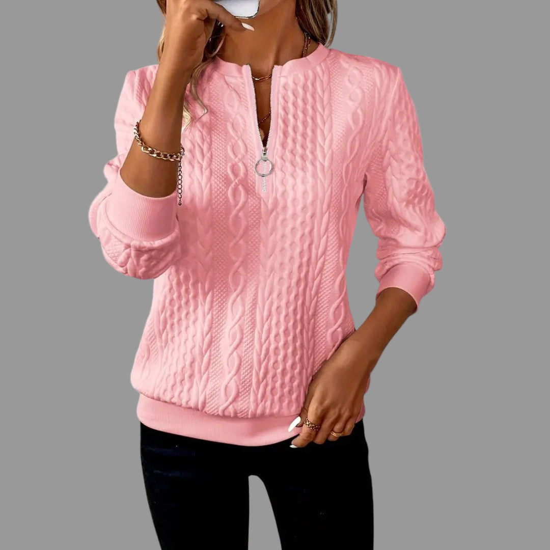 Jana | Eleganter Strickpullover mit Reißverschluss-Detail