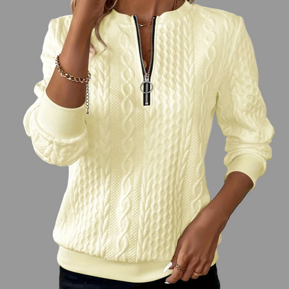 Jana | Eleganter Strickpullover mit Reißverschluss-Detail