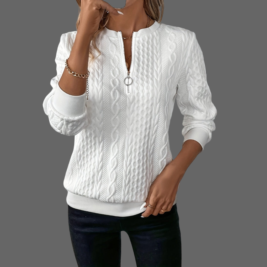 Jana | Eleganter Strickpullover mit Reißverschluss-Detail