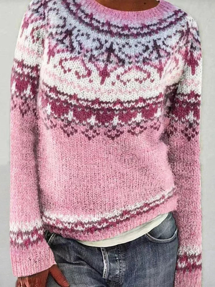 Katharina | Farbiger Strickpullover mit geometrischem Muster