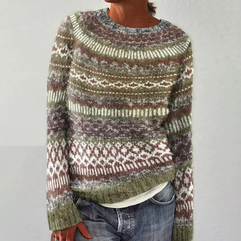 Katharina | Farbiger Strickpullover mit geometrischem Muster